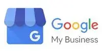 Google My Business logo with blue storefront icon and G, plus text for Grey Shark Pool Services, Oak Island, NC to the right.